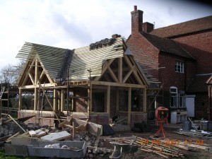 Broughton Farm - Bobbington - Oak framed garden room in construction